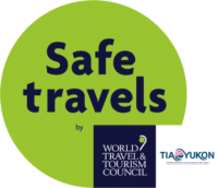 Green stamp for safe travels related to COVID-19 standards
