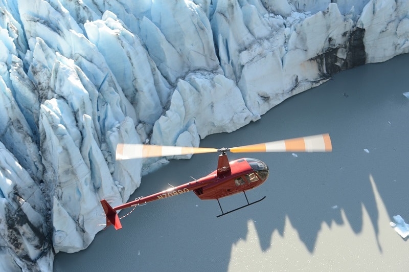 Helicopter over Glacier Alaska
