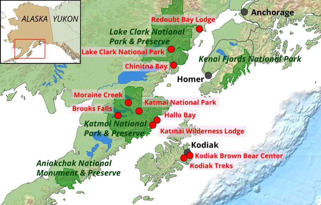 Bear viewing location map