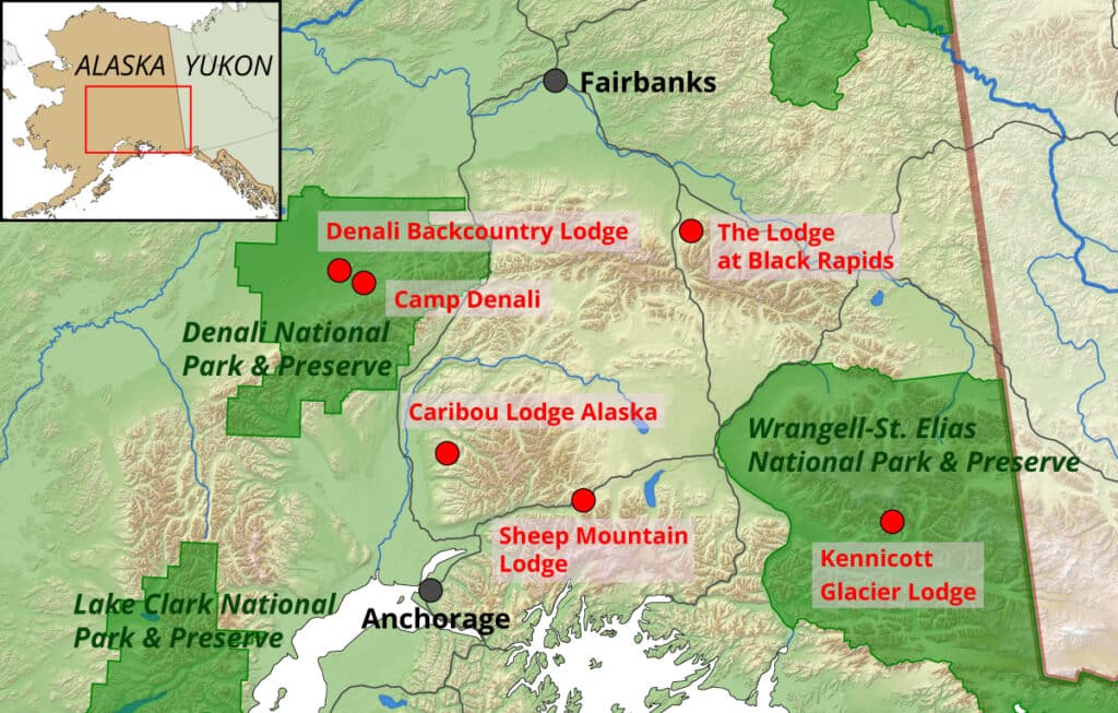 Lodges in the interior map