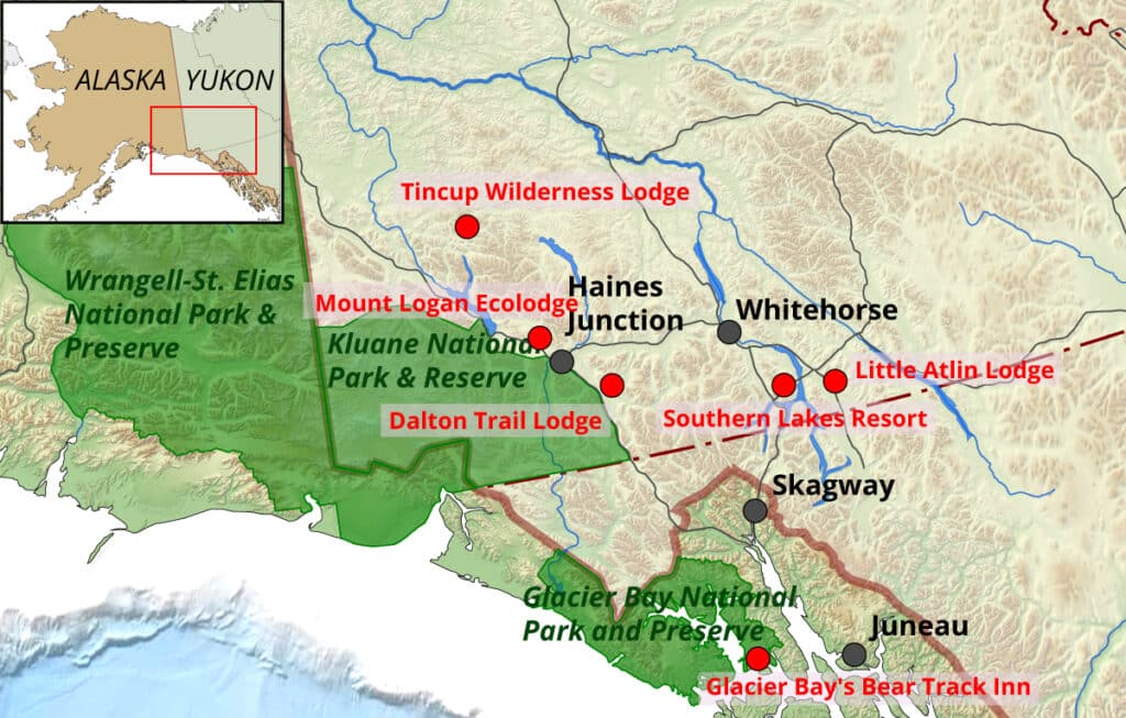Yukon Lodges map